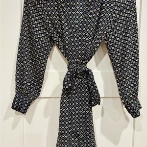 Banana Republic Navy Patterned Belted Dress | 6P